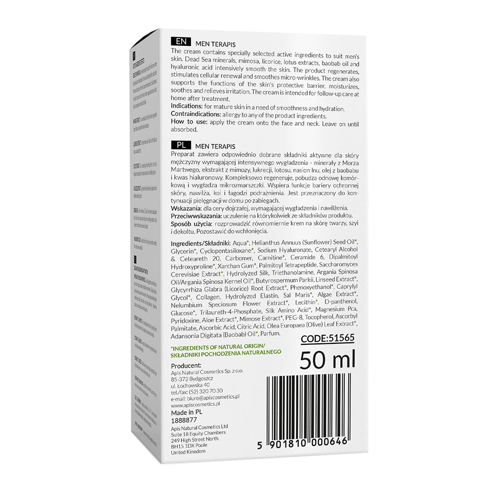 Apis MEN TERAPIS Smoothing Cream with Dead Sea Minerals | 50ml
