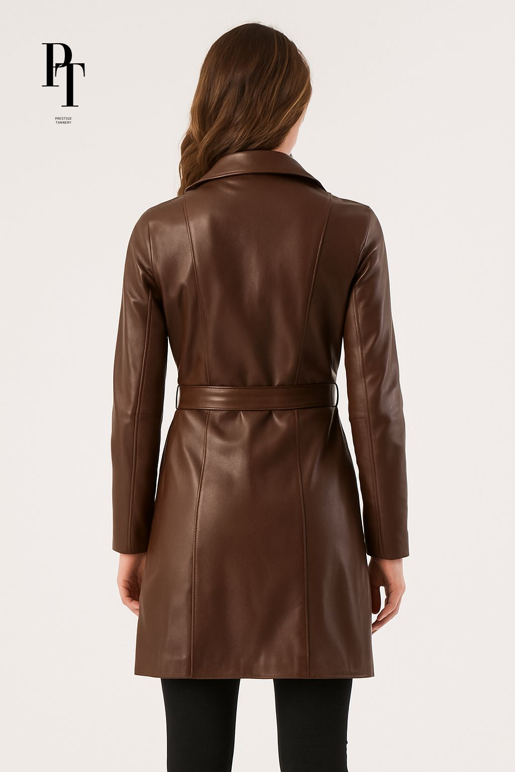 Prestige Tannery Brown Leather Trench Coat