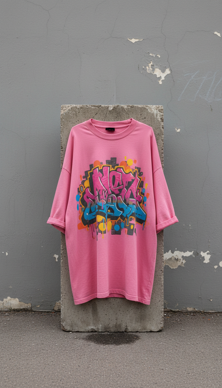 Graffiti Pink Oversized Tee